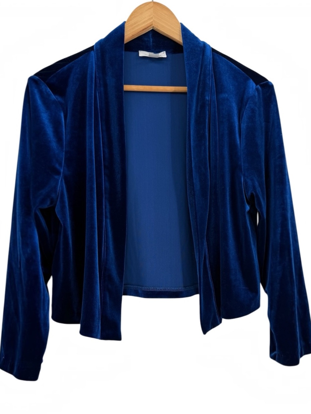 Calvin Klein Womens Blue Velour Open NWT Bolero Shrug Cropped Jacket Size XL